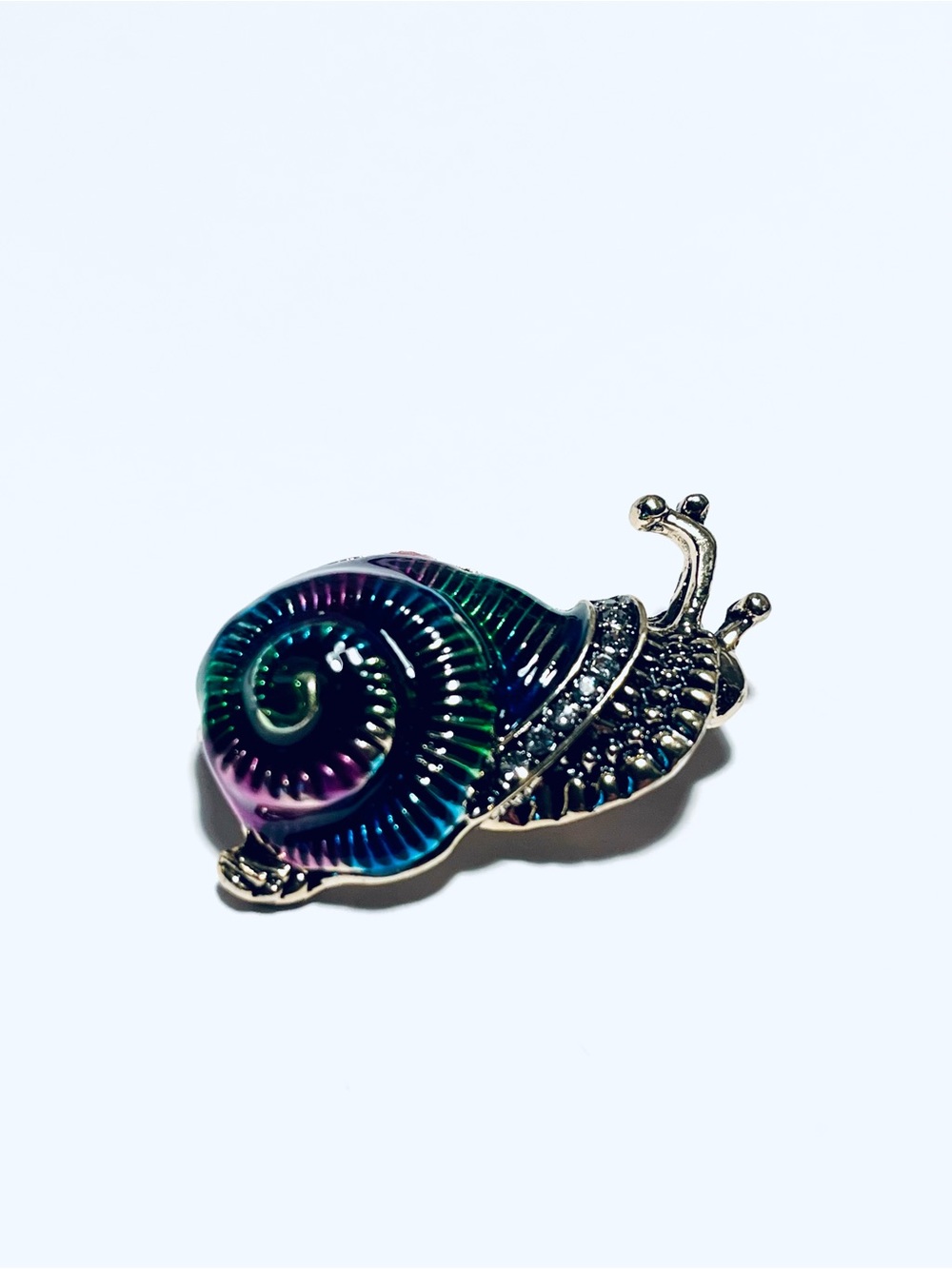 Iridescent Snail Pin Brooch - Green Purple Blue Shell